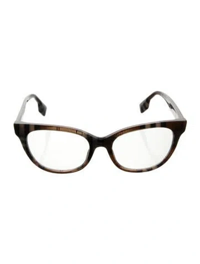 Pre-owned Burberry Exploded Check Pattern Cat-eye Eyeglasses In Neutral