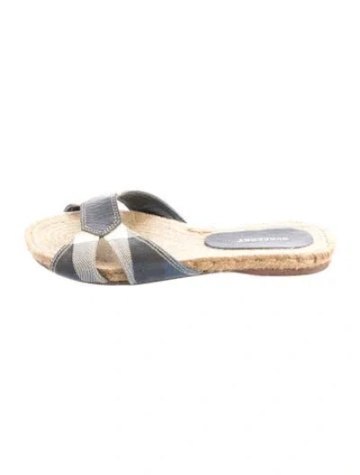 Pre-owned Burberry Exploded Check Pattern Leather Slides In Blue