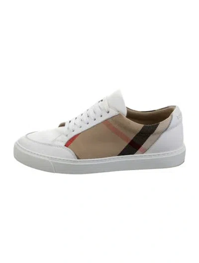 Pre-owned Burberry Exploded Check Pattern Leather Sneakers In White