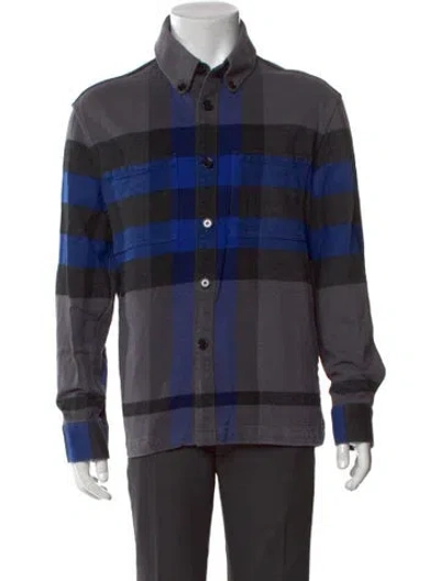 Pre-owned Burberry Exploded Check Pattern Long Sleeve Shirt In Blue