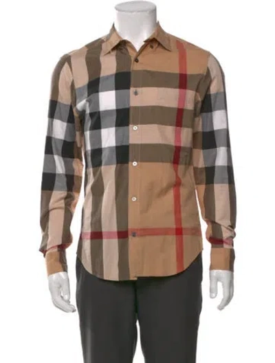 Pre-owned Burberry Exploded Check Pattern Long Sleeve Shirt In Neutral
