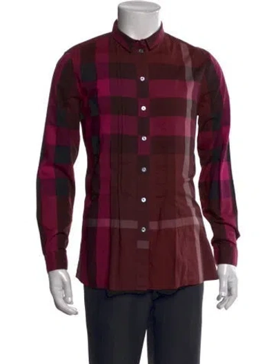 Pre-owned Burberry Exploded Check Pattern Long Sleeve Shirt In Pink