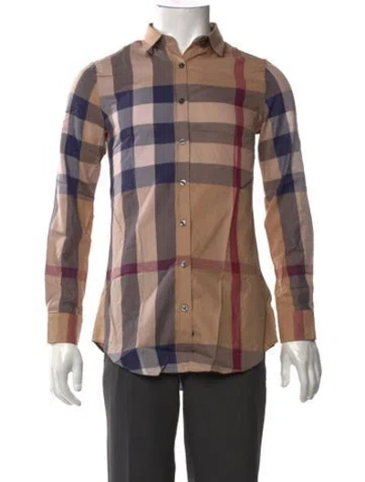 Pre-owned Burberry Exploded Check Pattern Long Sleeve Shirt W/ Tags In Neutral