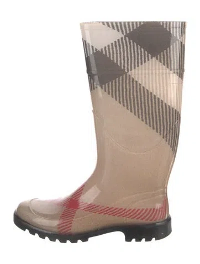 Pre-owned Burberry Exploded Check Pattern Rubber Rain Boots