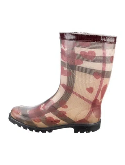 Pre-owned Burberry Exploded Check Pattern Rubber Rain Boots In Multi