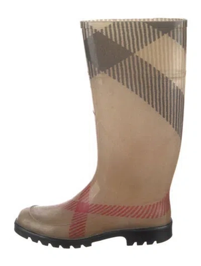 Pre-owned Burberry Exploded Check Pattern Rubber Rain Boots In Neutral