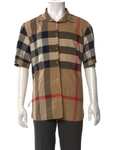 Pre-owned Burberry Exploded Check Pattern Short Sleeve Shirt In Brown