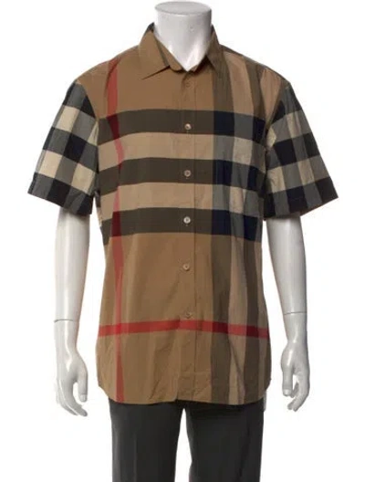 Pre-owned Burberry Exploded Check Pattern Short Sleeve Shirt In Brown