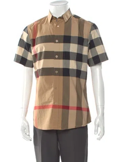 Pre-owned Burberry Exploded Check Pattern Short Sleeve Shirt In Neutral