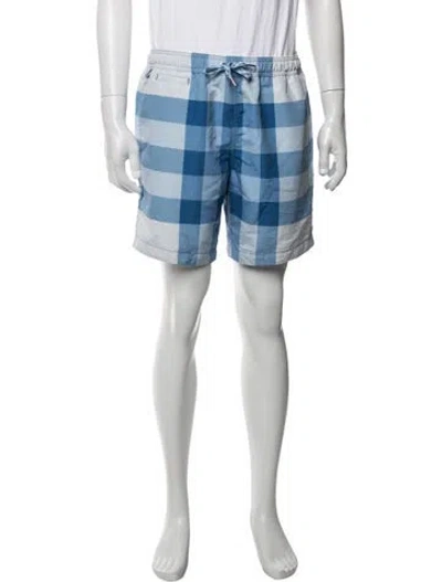 Pre-owned Burberry Exploded Check Pattern Swim Trunks In Blue