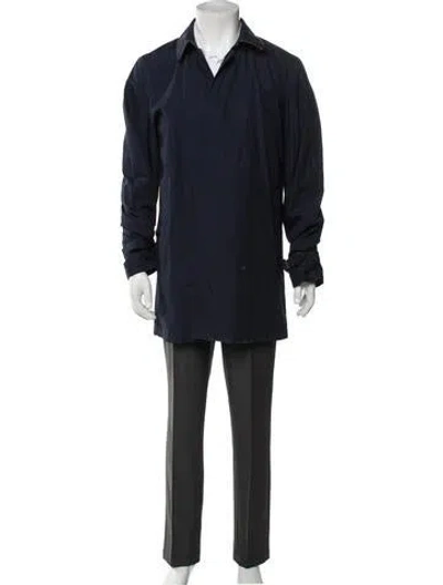 Pre-owned Burberry Exploded Check Pattern Trench Coat In Blue