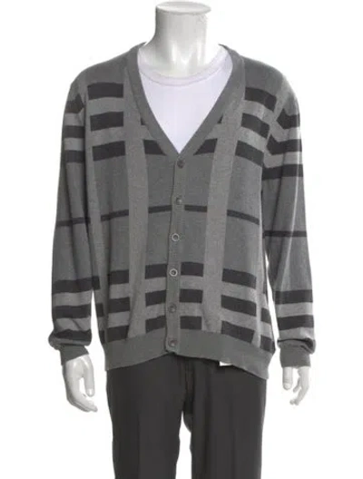 Pre-owned Burberry Exploded Check Pattern V-neck Cardigan In Gray