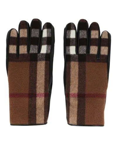 Pre-owned Burberry Exploded Check Print Gloves In Brown
