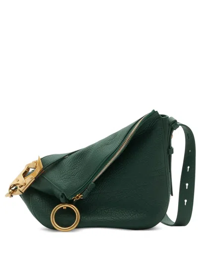Burberry Exquisite Ivy Green Grained Leather Shoulder Bag For Women