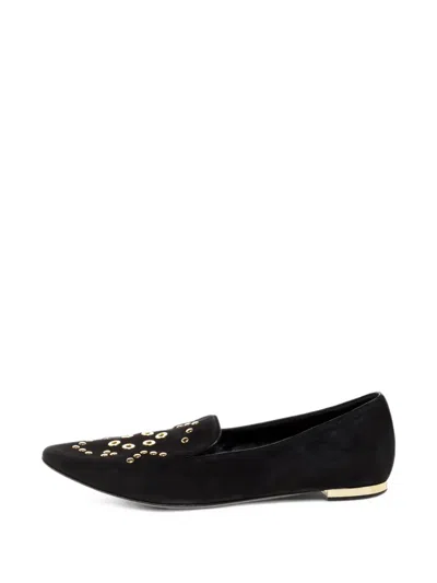 Pre-owned Burberry Eyelet Detail Smoking Slippers In Black
