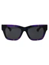 Burberry Eyewear Engraved-logo Rectangle-frame Sunglasses In 411387 Check Violet