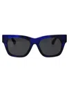 Burberry Eyewear Engraved-logo Rectangle-frame Sunglasses In 411487 Check Blue
