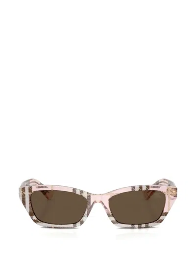 Burberry Eyewear 체크 직사각 프레임 선글라스