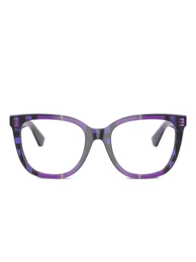 Burberry Eyewear Check-pattern Glasses In Purple