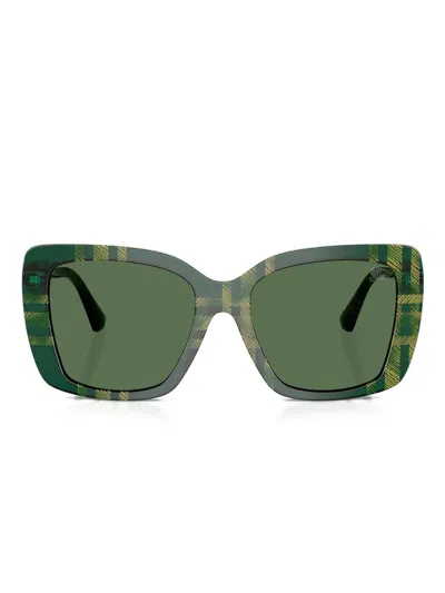 Burberry Eyewear Check-pattern Square Sunglasses In Green