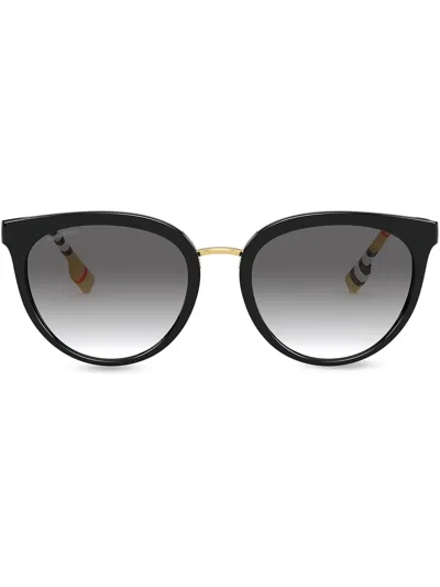Burberry Eyewear Check Print Sunglasses In Black