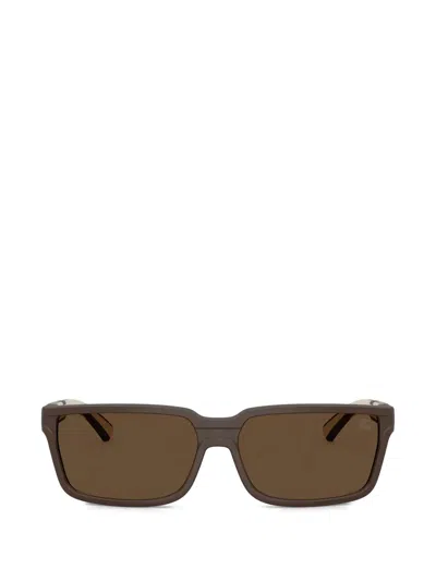 Burberry Eyewear Check Rectangle-frame Sunglasses In Brown