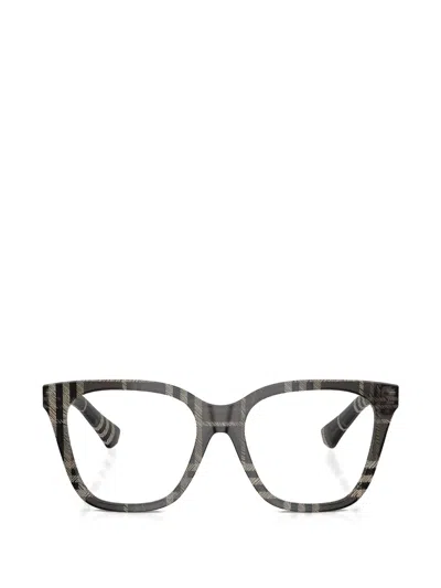 Burberry Eyewear Checked Browline Glasses In Black