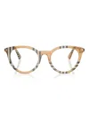 Burberry Eyewear Checked-pattern Round Glasses In Brown