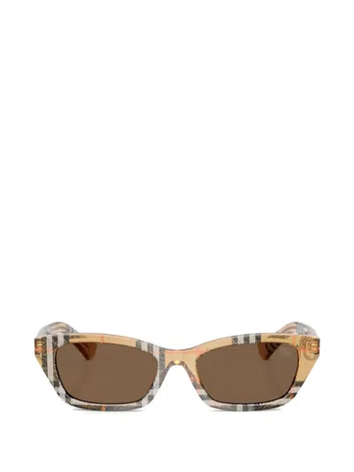 Burberry Eyewear Checked Sunglasses In Nude