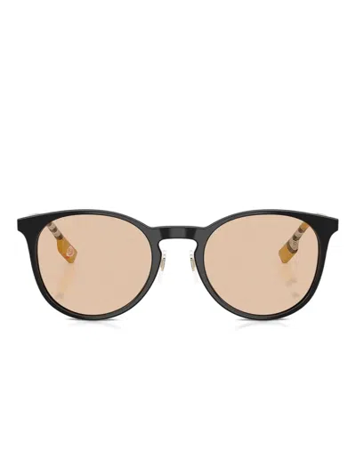 Burberry Eyewear Check-print Round-frame Sunglasses In Multi