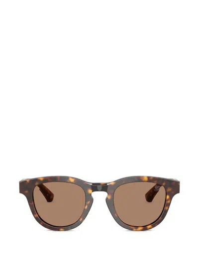 Burberry Eyewear Dark Havana Round-frame Sunglasses In Brown