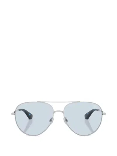 Burberry Eyewear Double-bridge Pilot Sunglasses In Silver