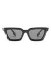 Burberry Eyewear Engraved-logo Rectangle-frame Sunglasses In Black