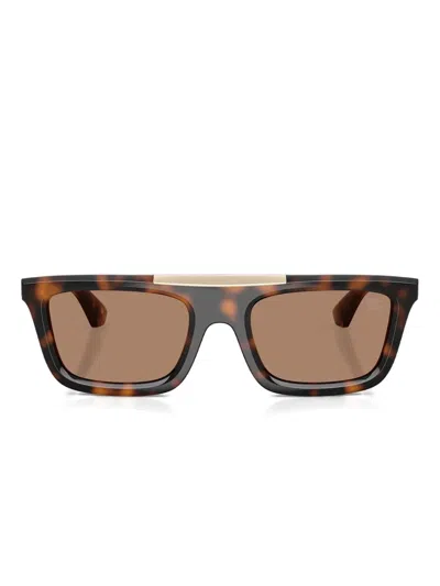 Burberry Eyewear Havana-pattern Gold-detail Sunglasses In Brown