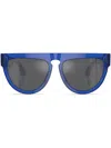 Burberry Eyewear Logo-engraved Round-frame Sunglasses In Blue