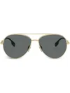 Burberry Eyewear Logo-plaque Pilot-frame Sunglasses In Gold