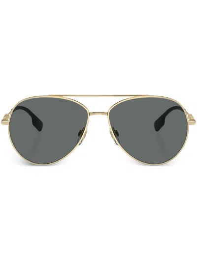 Burberry Eyewear Logo-plaque Pilot-frame Sunglasses In Gold