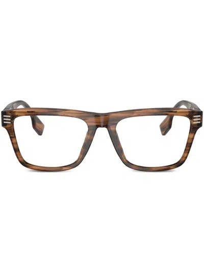 Burberry Eyewear Eckige Brille Mit Logo-print In Brown