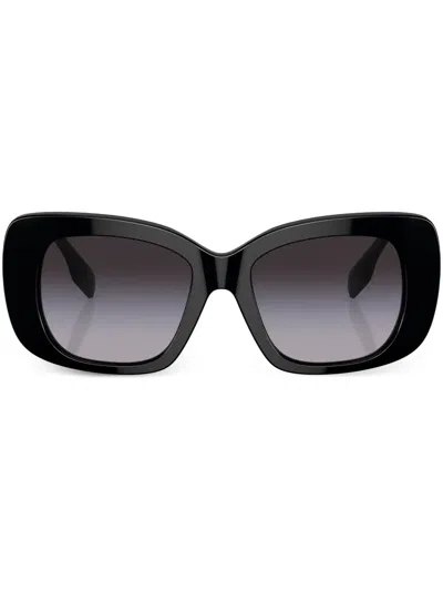 Burberry Eyewear Eckige Sonnenbrille Mit Logo-print In Black