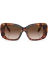 Burberry Eyewear Eckige Sonnenbrille Mit Logo-print In Brown