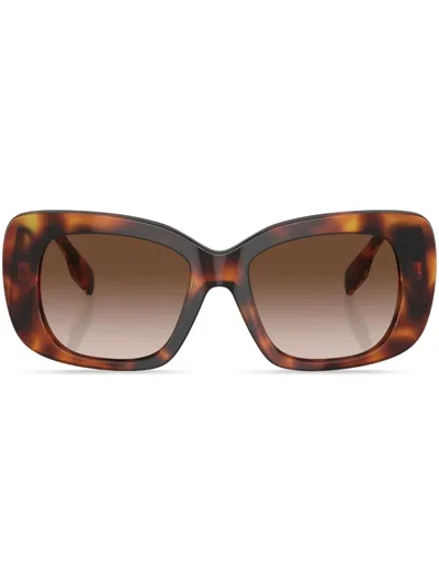 Burberry Eyewear Eckige Sonnenbrille Mit Logo-print In Brown
