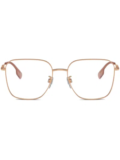 Burberry Eyewear Logo-plaque Square-frame Glasses In Gold