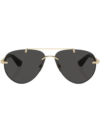 Burberry Eyewear Metallic Aviator-frame Sunglasses In 110987 Light Gold