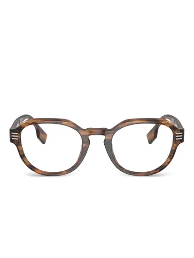 Burberry Eyewear Patterned Round Glasses In Metallic