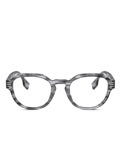 Burberry Eyewear Patterned Round Glasses In Gray