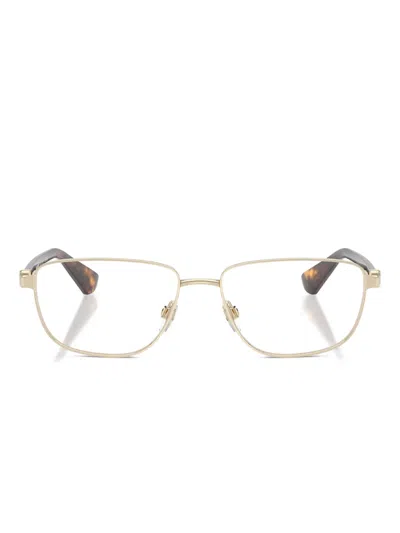 Burberry Eyewear Rectangle-frame Tortoiseshell-temple Glasses In Gold
