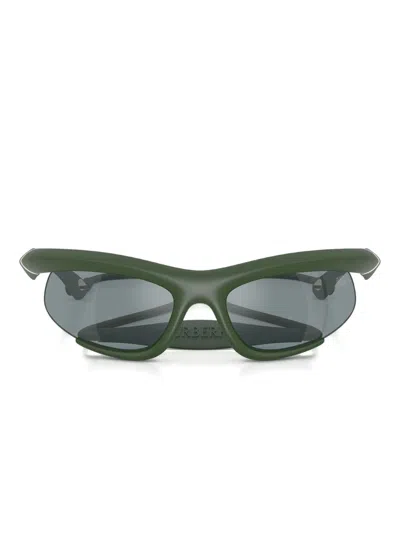 Burberry Eyewear Rubber Geometric-frame Sunglasses In Green