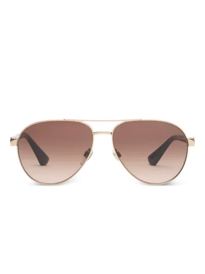 Burberry Eyewear Shield Metal Sunglasses In Gold