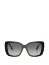Burberry Eyewear Square-frame Check-pattern Sunglasses In Black