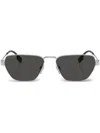 Burberry Eyewear Vintage-check Geometric-frame Sunglasses In Silber